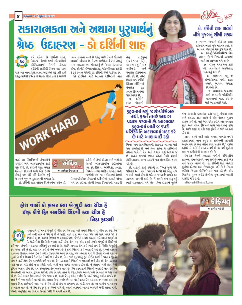 Dr. Darshini Shah’s Inspiring Journey Highlighted in Gujaratmitra on February 14, 2024