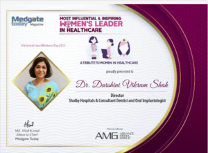 Dr. Darshini Shah proudly recognized as the “Most Influential & Inspiring Women’s Leader in Healthcare” by Medgate Today Magazine, March 10, 2022