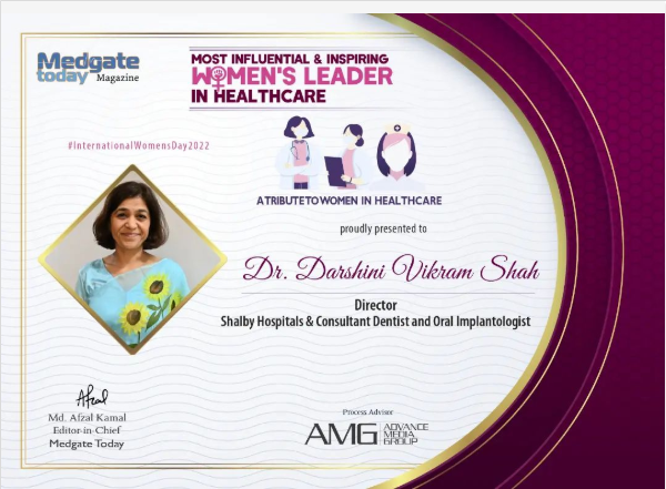 Dr. Darshini Shah proudly recognized as the “Most Influential & Inspiring Women’s Leader in Healthcare” by Medgate Today Magazine, March 10, 2022